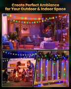 Brightown Solar String Lights Outdoor Waterproof, 2-Pack 120 LED 72Ft Total, Solar Powered Globe Patio Lights with 8 Lighting Modes for Garden Yard Porch Wedding Party Decor (Multicolor)