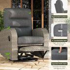 LayinSun Oversized Wicker Outdoor Swivel Glider Recliner with Adjustable Backrest & Footrest, Patio Reclining Lounge Chair - Set of 2