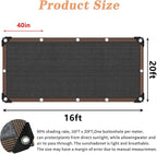 Shade Cloth 90% Sunblock Net for Garden Patio, Shade Sails -for Plants Greenhouse Outdoor Pergola Lawn Swimming, Sun Screens for Kennel Chicken Coop Easier to Hang Net Cover, 16x20 FT