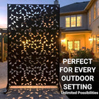 Metal Privacy Screen Outdoor 6FT – Laser-Cut Geometric Mosaic Decorative Steel Panel, Weather-Resistant Freestanding Rustproof Privacy Wall Divider for Patio, Garden, Deck & Balcony