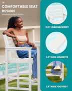SERWALL Outdoor Bar Table and Chairs Set, Adirondack Bar Chairs Set of 2 and Bar Height Table, All Weather HDPE Patio Bar Set, Outdoor Furniture for Outside, White