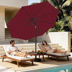 MEWAY 9ft Patio Umbrella Outdoor Table Umbrellas with Push Tilt and Crank, Market Umbrella 8 Sturdy Ribs for Deck, Garden, Pool and Backyard, Cherry Red