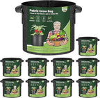 T4U 3 Gallon Grow Bags, Upgrade Grow Bags with Handles, Heavy Duty Thickened Nonwoven Fabric Pots, 3 Gallon Pots for Plants, Rosemary, Chamomile, Onion (10 Pack)