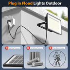 Onforu 200W Flood Lights Outdoor,19000lm Bright LED Work Light with Plug,6500K Daylight White LED Flood Lighting,IP66 Waterproof Security Yard Lights for Yard Garage Stadium 2 Pack