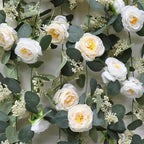 Champagne Eucalyptus Garland with Roses, 2 Pack Artificial Greenery