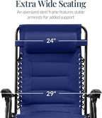 Best Choice Products Oversized Padded Zero Gravity Chair, Folding Outdoor Patio Recliner, XL Anti Gravity Lounger for Backyard w/Headrest, Cup Holder, Side Tray, Polyester Mesh - Cobalt Blue