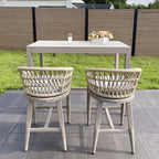 PURPLE LEAF Outdoor Rattan 24" Counter Height Bar Stools Chair Set of 2, Modern Upholstered Patio Bar Stool with Backrest for Indoor and Outdoor, Kitchen Island, Champagne