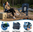 Portal Outdoor Rocking Chair Camping Folding Portable Rocker with Cup Holder Side Pocket Carry Bag, Support 350LBS (Mesh Blue)