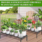 1 Tier Metal Plant Stand Indoor Outdoor, Potted Multiple Flower Pot Holder Rack Plant Shelf, Heavy Duty Planter Display Shelving for Patio Balcony Garden Living Room Decorative (Black)