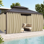 Gazebo Curtains Outdoor Waterproof 6 Panels - Windproof, Privacy, Weatherproof Outside Drapes for Patio Pergola Porch, Grommet Top and Tab Bottom Drape, 110x84 Inch, Cream