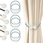 Hion Magnetic Curtain Tiebacks Blue 6 Pack, Curtain Tiebacks Buckles Holdbacks Holders Hooks Clip for Home Bedroom Office Decorative Thick or Thin Curtain