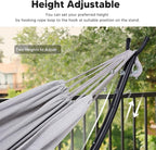 SUNCREAT Stand Alone Hammocks for Outside, 2 Person Self Standing Hammock, Light Gray