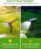 Solar Spot Lights Outdoor, Solar Lights Outdoor Waterproof IP65, 3 Brightness Modes Dusk to Dawn Landscape Spotlights for Yard Garden Pathway Tree Decoration, Cool White, 1 Pack