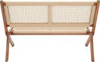 SAFAVIEH Outdoor Collection Kobina Natural Acacia Wood/Natural Rope Foldable Bench (Fully Assembled)
