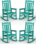 Ciokea Oversized Outdoor Rocking Chairs Set of 4, 380lbs Heavy-Duty Large Patio Rocker, High Back Cozy Porch Chairs, Weather Resistant Patio Rocking Chairs for Outside, Fire Pit, Deck, Aruba Blue