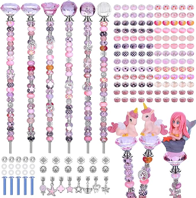 Decorative Garden Stakes Kit, 158 Pieces, DIY Beaded Fairy Wands