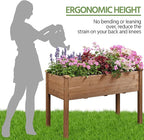 Yaheetech 1pc Raised Garden Bed 48x24x30in Elevated Wooden Horticulture Planter Box with Legs Standing Growing Bed for Gardening/Backyard/Patio/Balcony, Dark Brown