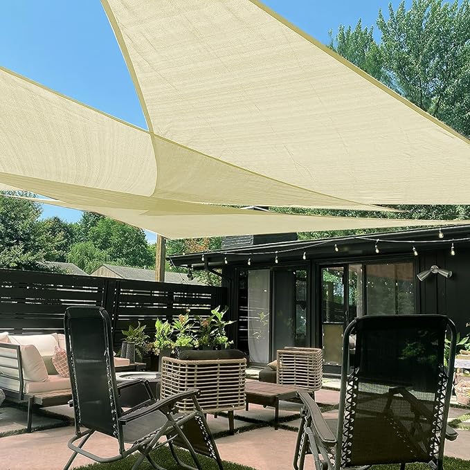 LOVE STORY Custom Size 10'x14'x17.2' Butter Cream Sun Shade Sail Right Triangle Sunhsade Fabric Awning Canopy for Patio Backyard Carport Pergola (Customized)