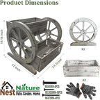 NestNature Wooden Wagon Planter Box,Raised Garden Bed,Decorative Garden Planters with Wheels-Outside Flower Pots for Indoor/Outdoor Décor Plants (Antique White)