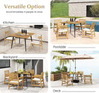 Tangkula 42.5" Acacia Wood Outdoor Dining Table for 4, Patio Table with 1.9" Umbrella Hole, Metal Legs & Adjustable Foot Pads, 4-Person Outside Table for Garden, Poolside & Backyard