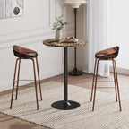 Flamaker Round Bistro Pub Table Modern Style Metal Base MDF Top Cocktail Bar Table Counter Bar Height for Pub, Dining Room, Party (2, Marble-Black)
