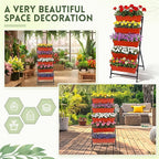 2 Pack 5-tier Vertical Garden Planter 4.5 ft Tall Raised Garden Bed with Lockable Wheels & Drainage, Removable Elevated Herb Vegetable Flower Planter for Patio Deck Indoor Outdoor(Brick Red)