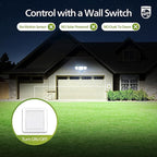 Philips 72W 7400LM LED Flood Lights Outdoor, Switch Controlled Aluminum Security Lights, 3 Adjustable Heads, Wall Mount, 5000K Daylight, Waterproof for Yard, Garage Brown