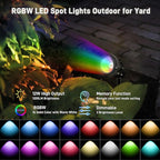 Halloween Christmas Outdoor Spotlights,12W RGBW Colors Changing Landscape Spotlight with Remote Control, IP65 Waterproof 110V Plug in LED Spotlight Outdoor for Yard Garden House (4Pack)