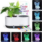 Self-Watering Plant Pot with LED Note Board & 7 Colors Pen, Led Acrylic Message Board with Plant Pot,Dog Board Night Light with Planting Pot for Christmas/Thanksgiving/Gifts(No Plant&Seed)