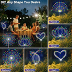 Garden Outdoor Lights, 4 Pack 120 LED Solar Garden Lights Fairy Lights Outdoor Waterproof Decorative Solar Firework Lights for Yard Patio Pathway Flowerbed Party Wedding Decor, Multicolor