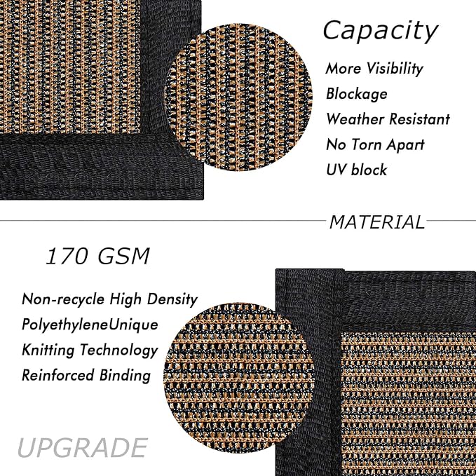 UPGRADE Privacy Fence Screen 4'x9' Brown Outdoor 90% Visibility Blockage 170 GSM Mesh Shade Cover Panels for Backyard,Balcony,Home Decoration with Zip Ties,Customized Avaliable