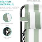 Best Choice Products Set of 2 Adjustable Steel Mesh Zero Gravity Lounge Chair Recliners w/Pillows and Cup Holder Trays - Sage Green Striped