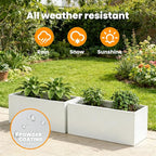 Metal Rectangular Planter Galvanized Steel Rectangle Planter White Planters Box 36" L x 15" W x 15" H Outdoor Indoor Large Heavy for Commercial Residential Plants Patio