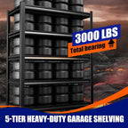 71"H-35"W Garage Shelving Heavy Duty Storage Shelves, Metal Adjustable Shelving Unit, Utility Garage Organizer Shelf for Basement, Pantry, Kitchen, Warehouse,15.7"D x 35.4"W x 71.2"H, Black