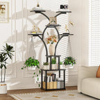 Elbourn Plant Stand Indoor with Grow Lights - 60" Tall Metal Plant Shelf for Multiple Plants, 8 Tiered Corner Plant Stands for Indoor Plants, X - Shaped Decorative Rack for Home, Living Room & Patio Decor (Black)