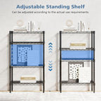 DUMOS 4-Tier Metal Wire Storage Shelves, Adjustable Standing Storage Rack Shelf, Heavy Duty Steel Shelving Unit Organizers for Kitchen Bathroom Pantry Garage, 23.3" W×13.4" D×47" H, Black
