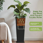 Devoko Resin Tall Planters with Tray for Outdoor Plants Set of 2, Large Taper Outdoor Planter Pots with 4 Drainage Holes, Flower Pots Modern Decor for Porch, Patio, Backyard, Garden(Black, 32")