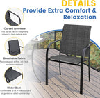 VICLLAX 7 Pieces Patio Dining Set for 6, Outdoor Furniture Set Includes 59" Rectangle Outdoor Table and 6 Stackable Patio Sling Chairs, Black Tabletop and Grey Fabric