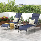 Giantex Patio Lounge Chair, Outdoor Chaise Lounge with 5 Adjustable Backrest, Sturdy Steel Frame, Sunbathing Recliner, Tanning Chair for Beach, Outside, Yard, Balcony, Pool Chairs, Navy