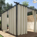 HolidayIdeas Outdoor Curtains for Patio Waterproof, 2 Panels - 84 x 84 Inch - Privacy Protection & Light Filtering Curtains Grommet Outside Curtains for Porch, Gazebo, Pergola, Backyard (Taupe)