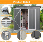 6' x 4' Outdoor Metal Storage Shed, Galvanized Steel Tool Garden Shed, - Image 4