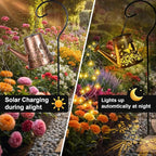Fohil Solar Watering Can with Lights, Retro Metal Solar Garden Lights Outdoor, Waterproof Hanging Solar Powered Lantern Garden Decorations for Porch Lawn Driveway Backyard Pathway