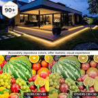 20ft COB Outdoor LED Strip IP67 Waterproof, 6500K Cold Whit DC24V Flexible LED Rope Strips with Remote & App Control Dimmable, DIY Lighting for Indoor, Outdoor, Bedroom, Garden, Patio