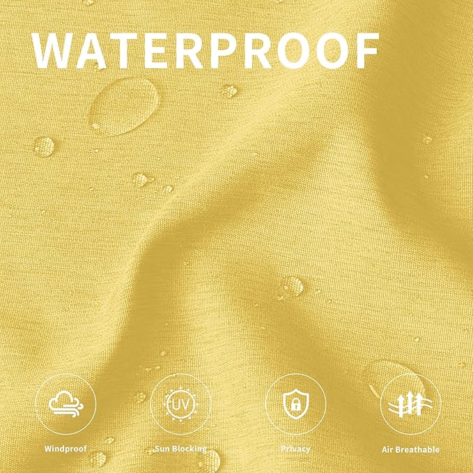 Easy-Going Linen Look Outdoor Curtains Waterproof Windproof Porch Curtains, Soft Thicken Outdoor Privacy Curtains for Patio, Gazebo, Grommet Top and Tab Bottom Drape, 1 Panel, 54x96 inch, Yellow