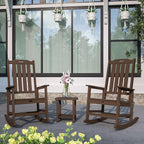 Oversized Rocking Chair Set of 8, Outdoor Rocking Chair for Adults, All Weather Resistant Porch Rocker for Lawn Garden, Brown
