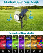 Solar Spot Lights Outdoor Waterproof IP65,[49 LEDs/6 Pack] RGB Christmas 7 Modes Color Changing Solar Spotlights, Adjustable Landscape Flood Powered Lights for Yard Garden Pathway(Multicolor)