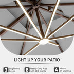 10 X 13 FT Cantilever Outdoor Patio Umbrella with Led Lights Large Heavy Duty 360° Rotation Double Top Offset Rectangular Umbrellas for Backyard Garden Pool Outside Deck, Fog Grey