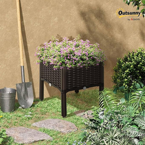 1 Piece Raised Garden Bed with Legs – Brown