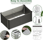 4x2x2ft(2 Pack) Raised Garden Bed Kit, Galvanized Planter Garden Boxes Outdoor, Metal Raised Garden Beds for Vegetables,Fruits, Flower,Black