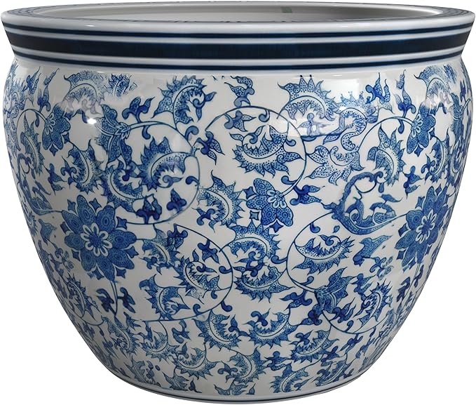 Red Lantern 8" Fishbowl - Blue and White Floral